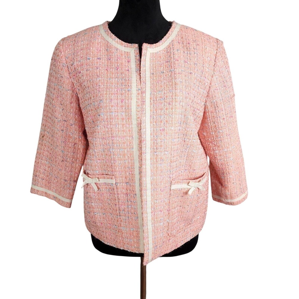 Vtg 80s PATCHINGTON Size 8 Petite Pink Boucle Tweed Easter Church Dinner Jacket